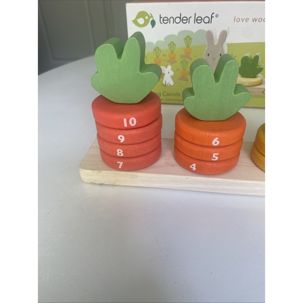 Carrot Count Stacker Wooden Ring Set - STEM Learning Math Number Learning - Picture 2 of 16